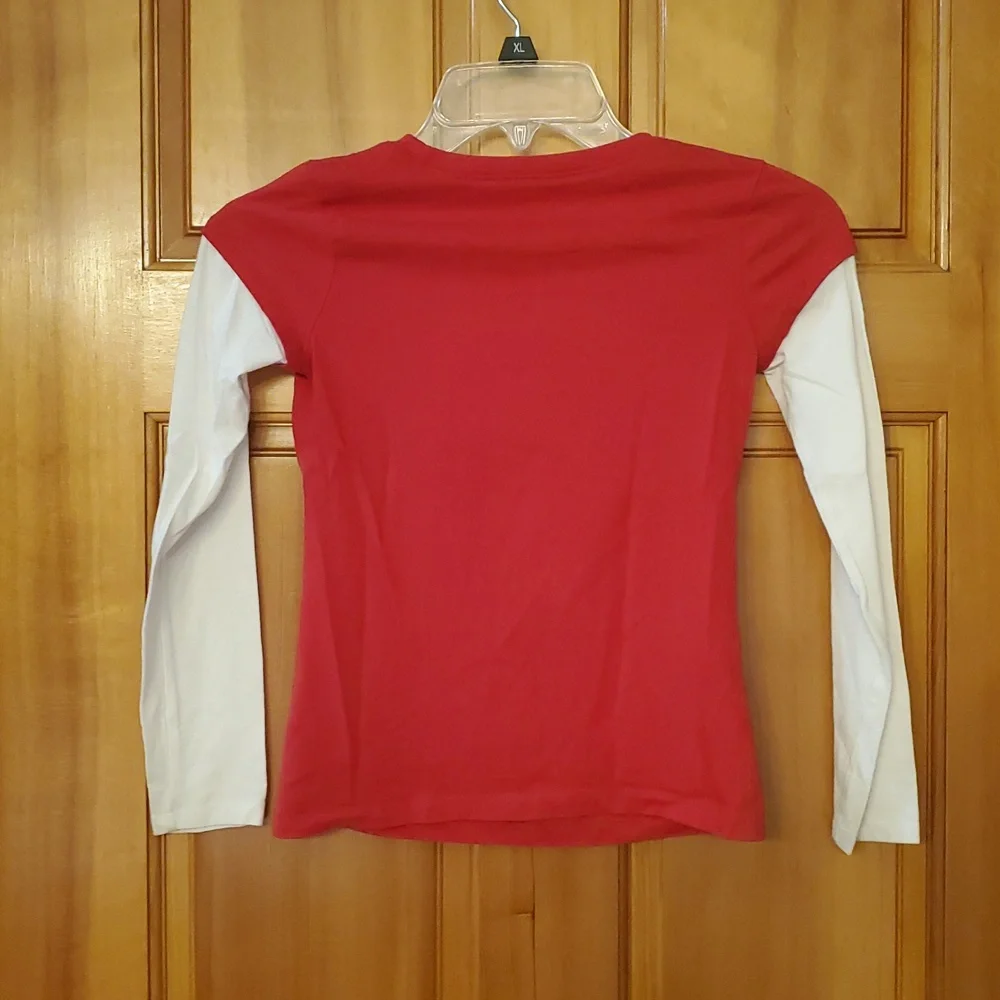Justice Red‎ Chriatmas Holiday Long Sleeve Shirt With Santa Emoji Size 8